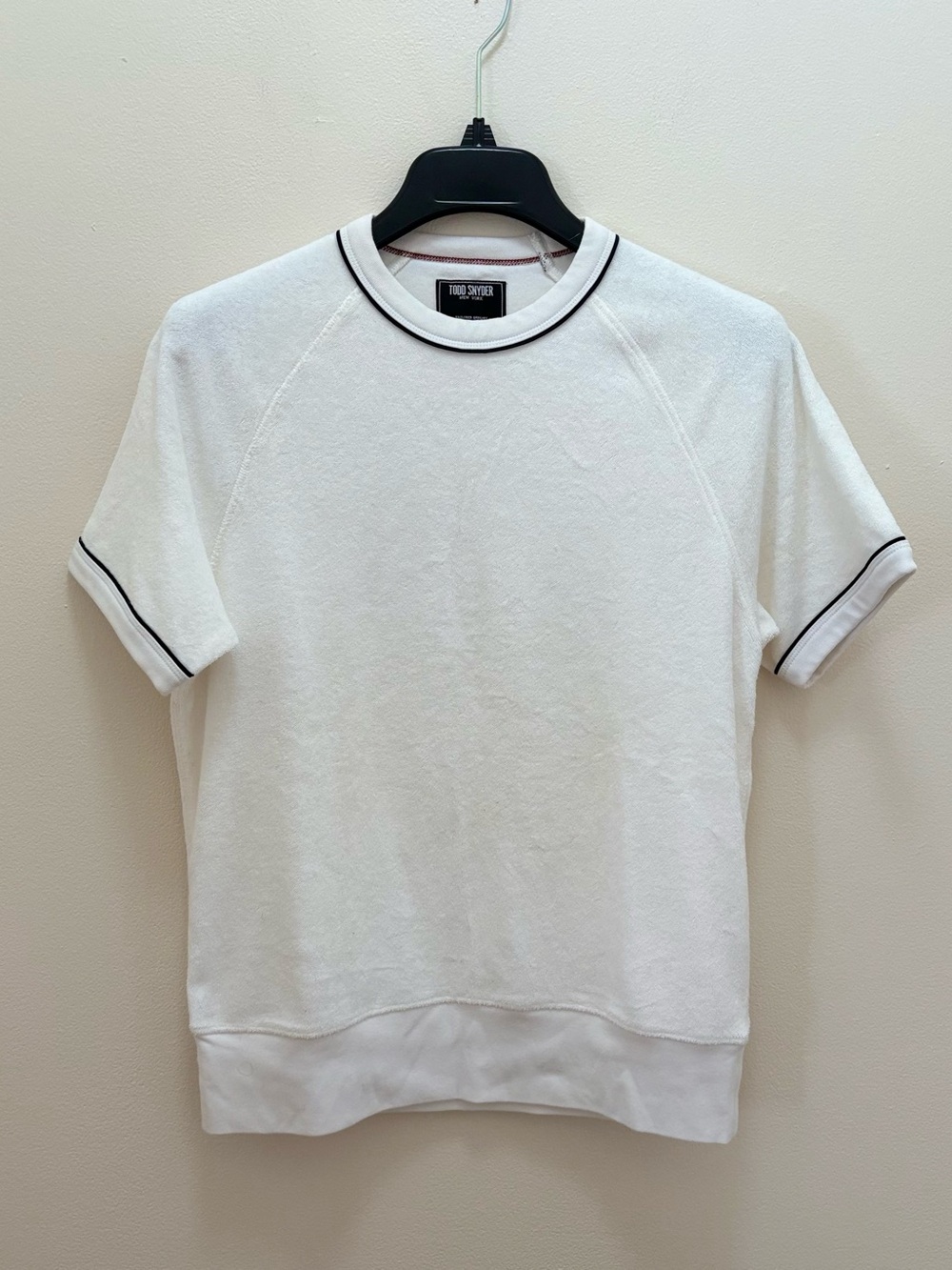 Todd Snyder White piped terry cloth short sleeve sweatshirt Size Small